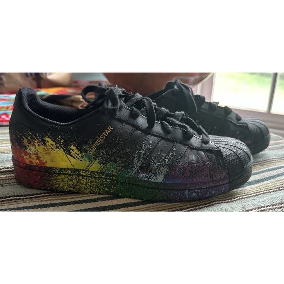 Adidas Superstar Pride BB1687 Paint Splatter Size US Mens 7 LGBTQ RARE - Picture 2 of 11